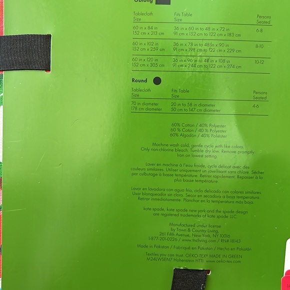 Kate Spade Floral Tablecloth Colorful New 60”x120” Oblong - Picture 2 of 2